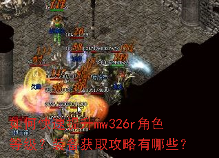如何快速提升mw326r角色等级?装备获取攻略有哪些? 如何快速提升mw326r角色等级?装备获取攻略有哪些?